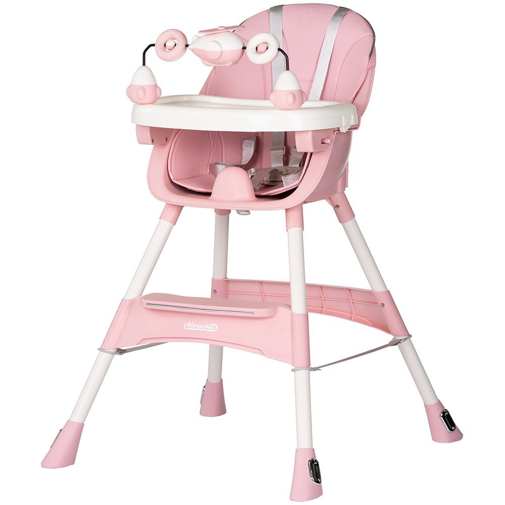 CHIPOLINO Scaun de masa Avocado Powder Pink cu tava reglabila jucarie detasabila cotiere si suport pentru picioare