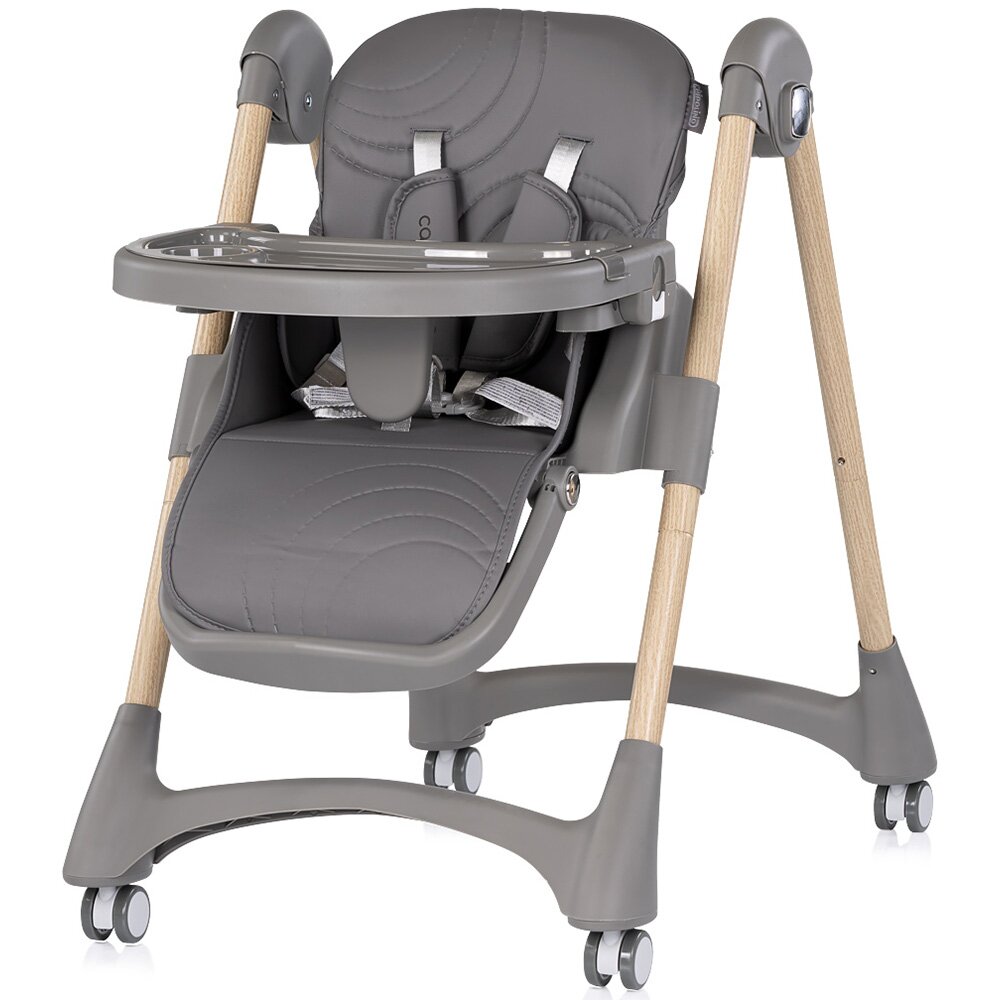CHIPOLINO Scaun de masa pentru copii Candy Shop Charcoal cu spatar reglabil in 3 pozitii inaltime reglabila 4 roti