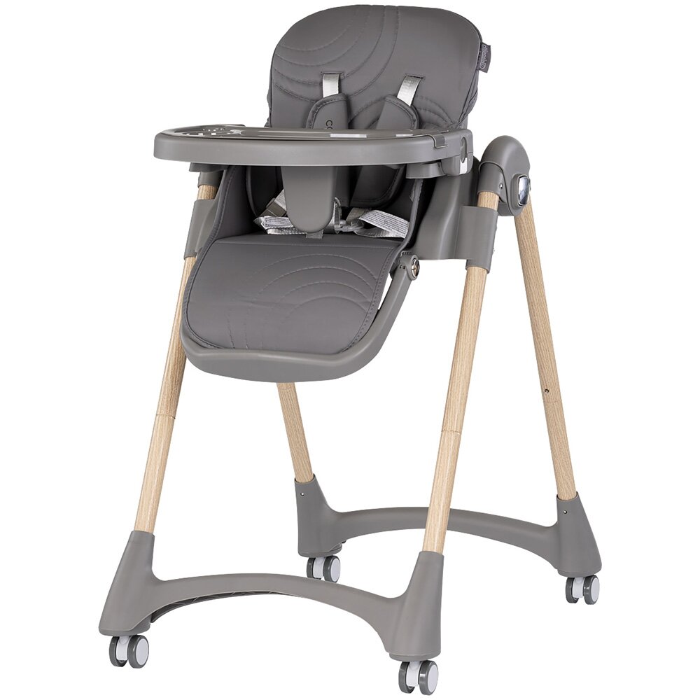 CHIPOLINO Scaun de masa pentru copii Candy Shop Charcoal cu spatar reglabil in 3 pozitii inaltime reglabila 4 roti