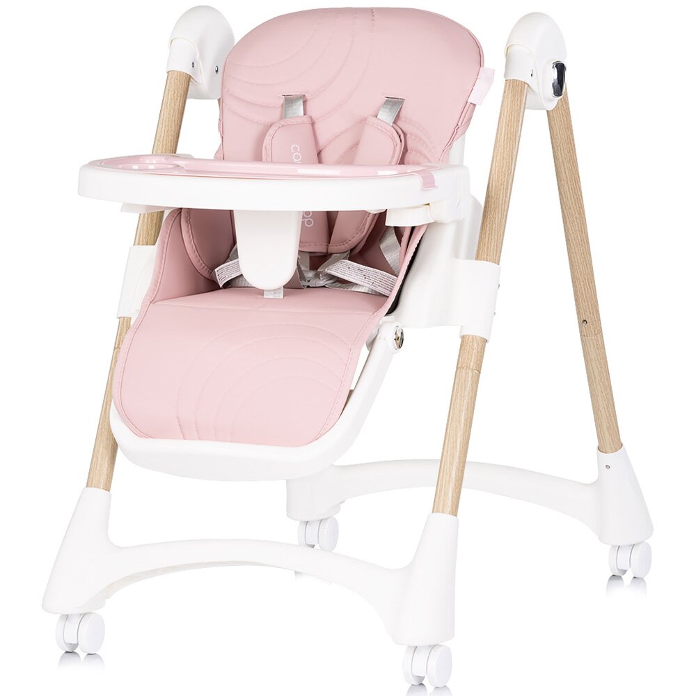 CHIPOLINO Scaun de masa pentru copii Candy Shop Powder Pink cu spatar reglabil in 3 pozitii inaltime reglabila 4 roti