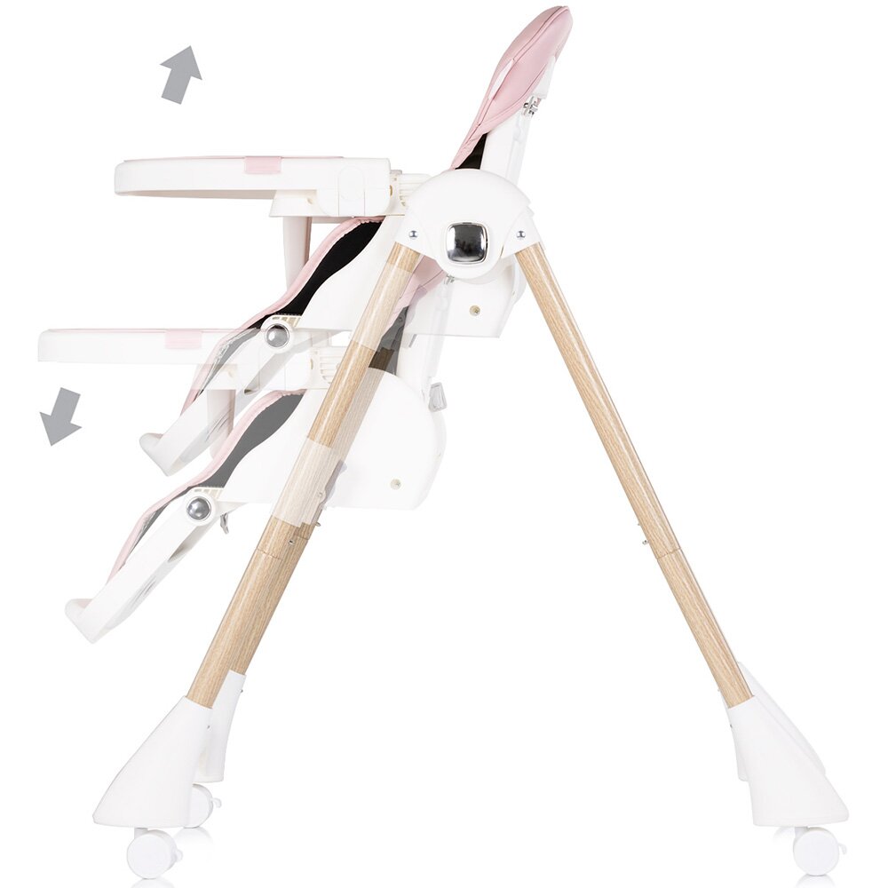 CHIPOLINO Scaun de masa pentru copii Candy Shop Powder Pink cu spatar reglabil in 3 pozitii inaltime reglabila 4 roti