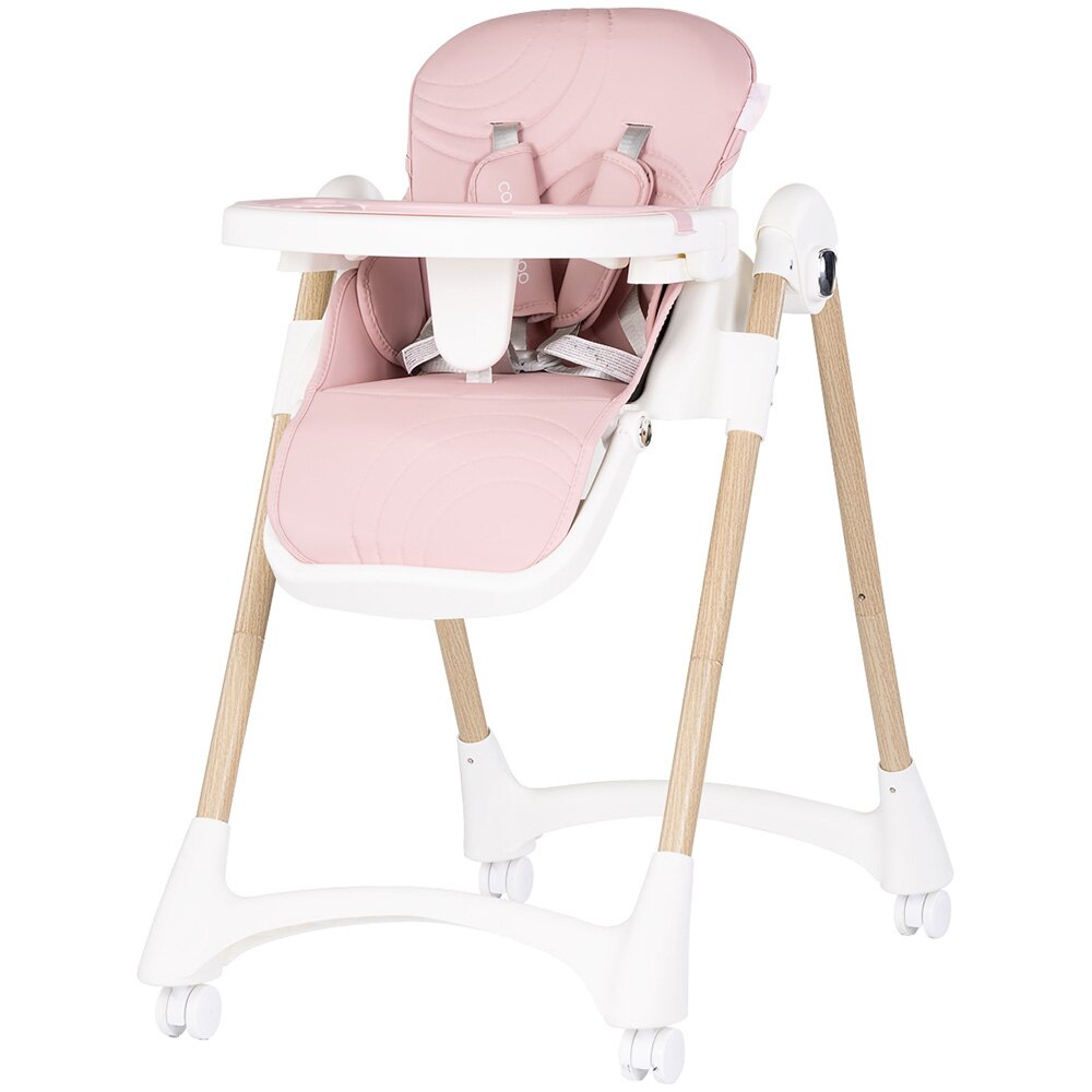 CHIPOLINO Scaun de masa pentru copii Candy Shop Powder Pink cu spatar reglabil in 3 pozitii inaltime reglabila 4 roti