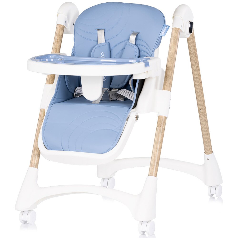 CHIPOLINO Scaun de masa pentru copii Candy Shop Sky Blue cu spatar reglabil in 3 pozitii inaltime reglabila 4 roti