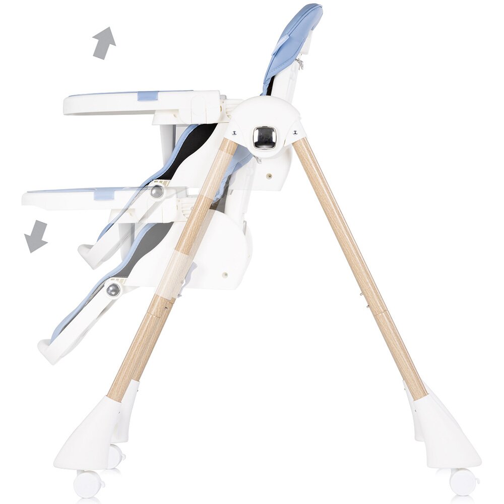 CHIPOLINO Scaun de masa pentru copii Candy Shop Sky Blue cu spatar reglabil in 3 pozitii inaltime reglabila 4 roti