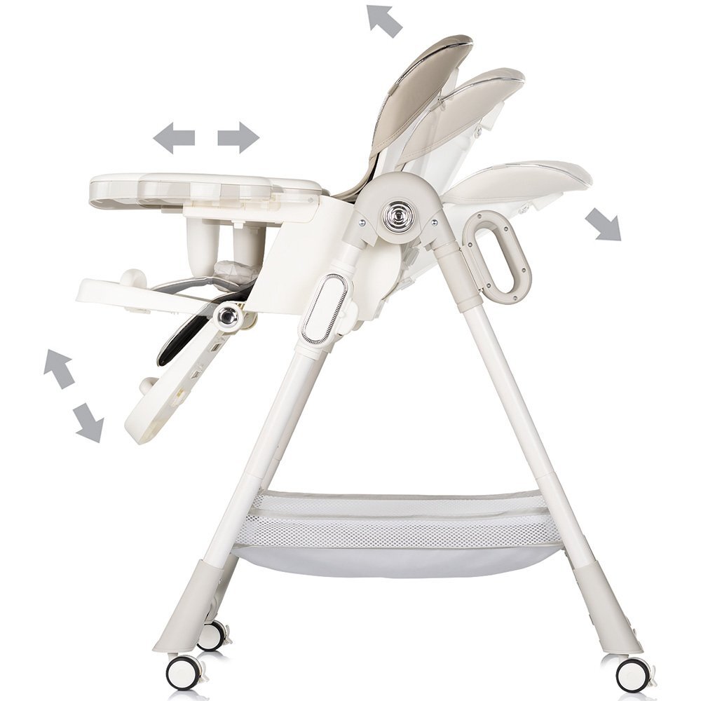 CHIPOLINO Scaun de masa Yogurt Cashmere reglabil tava dubla husa din piele ecologica roti cu frana