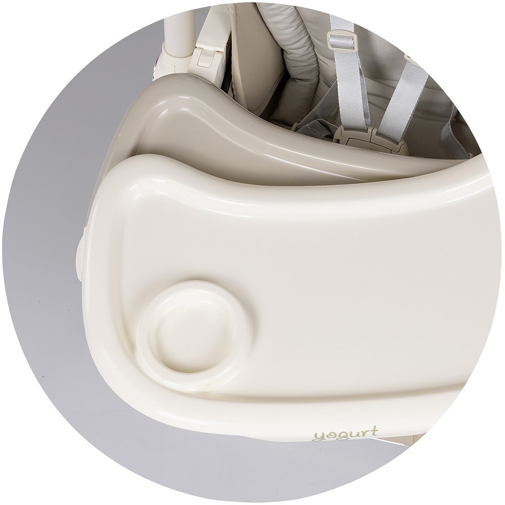 CHIPOLINO Scaun de masa Yogurt Cashmere reglabil tava dubla husa din piele ecologica roti cu frana