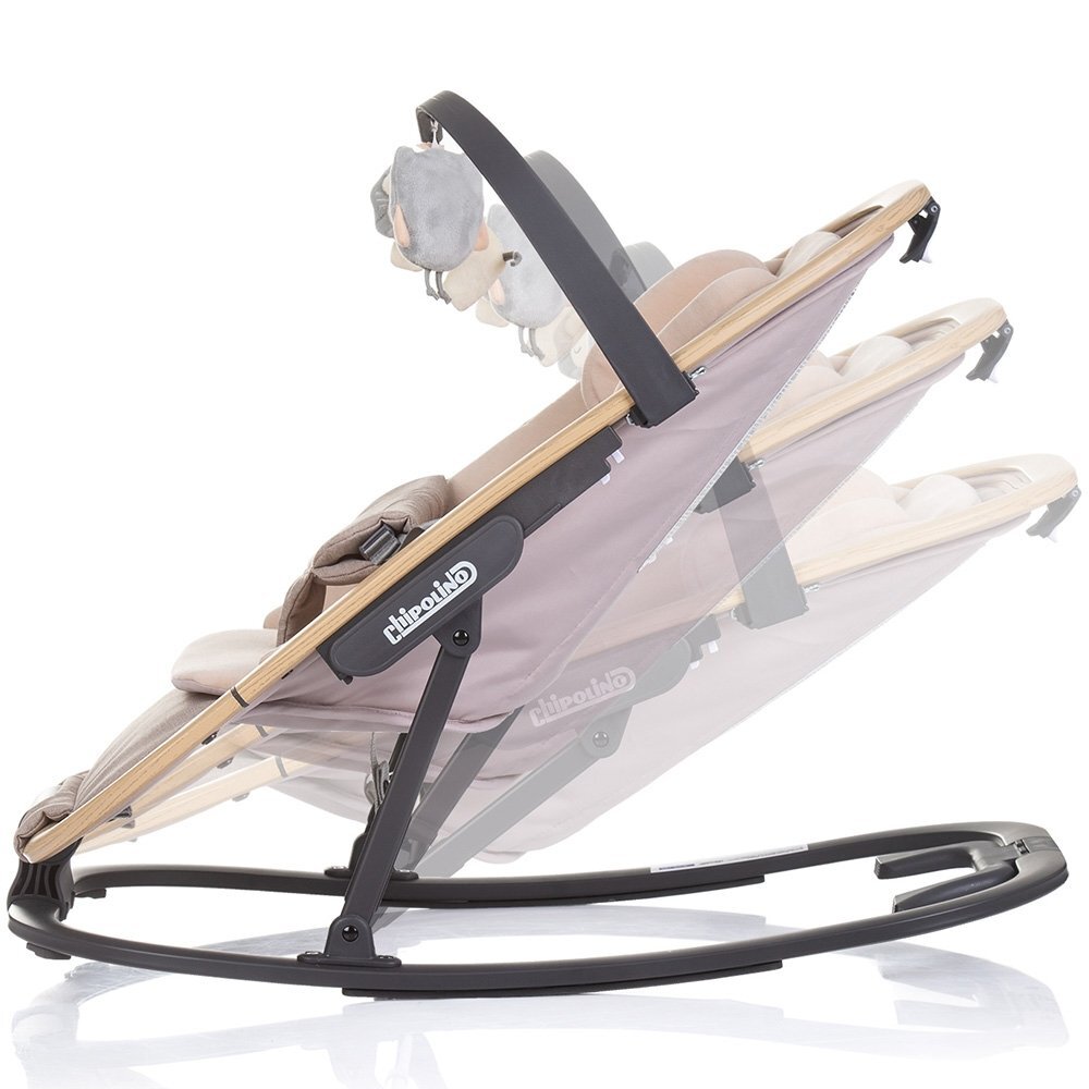 CHIPOLINO Scaunel balansoar Senso Biscotta Wood cu spatar reglabil bara de jucarii suport pentru cap centuri de siguranta pliere compacta