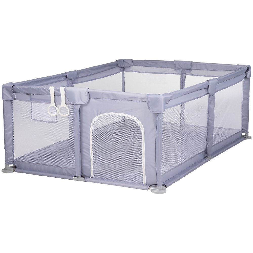 CHIPOLINO Tarc de joaca pentru copii 180x120 cm Lotus Grey 2 inele ajutatoare si usa cu fermoar