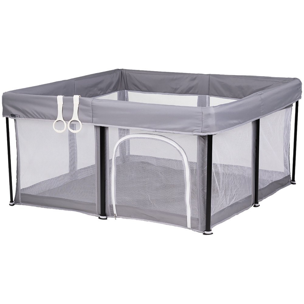 CHIPOLINO Tarc de joaca pentru copii Vibe Grey 120x120 cm inele ajutatoare si usa pentru acces