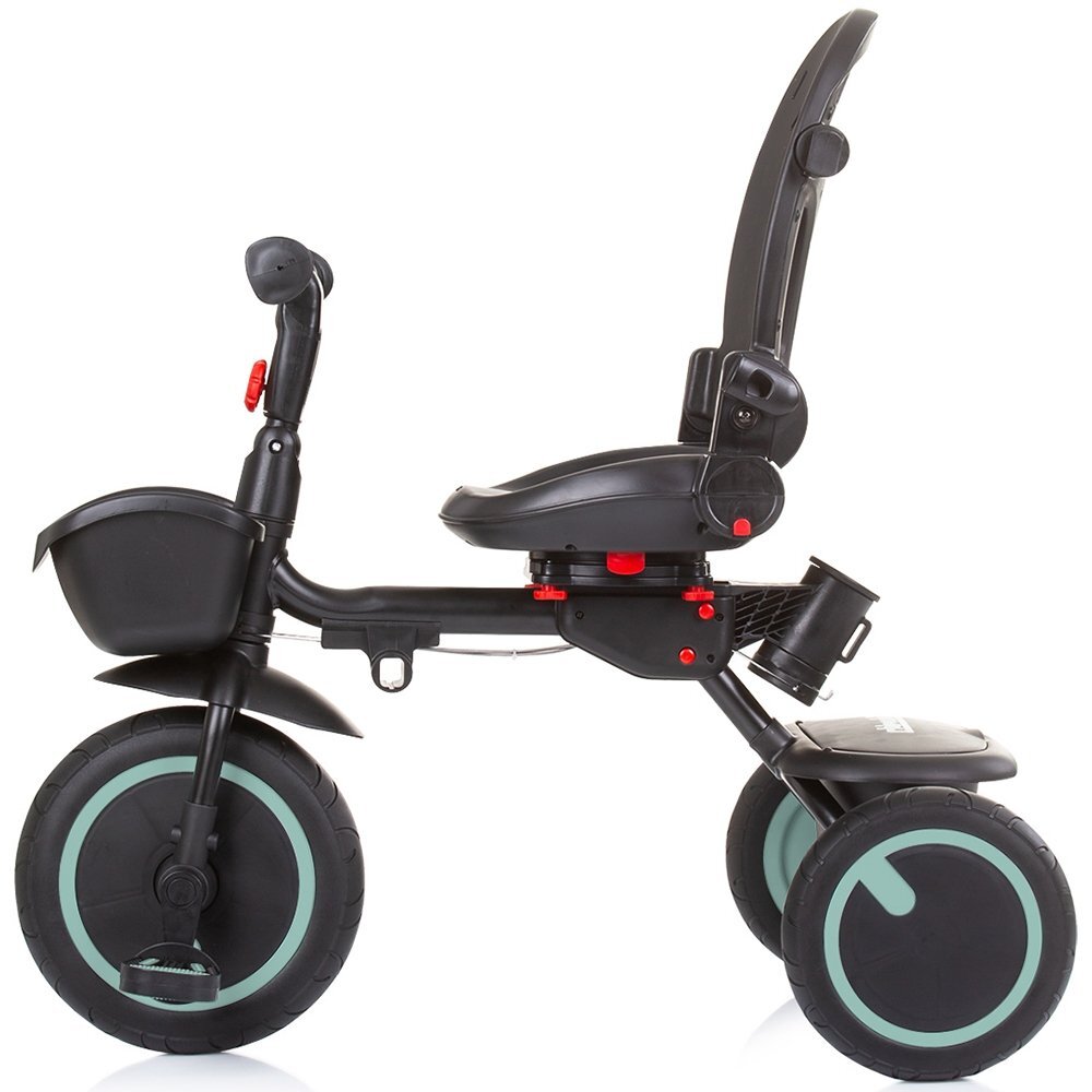 CHIPOLINO Tricicleta pentru copii Quick Fold Aloe pliabila cu sezut reversibil suport pentru picioare maner cu control al directiei spatar reglabil pe spate scaun cu husa moale si frana pe rotile din spate