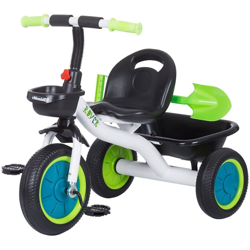 CHIPOLINO Tricicleta pentru copii Rover ocean cu sezut si ghidon confortabil cos pentru accesorii lopata de jucarie inclusa pentru copii cu o greutate de pana la 25 kg