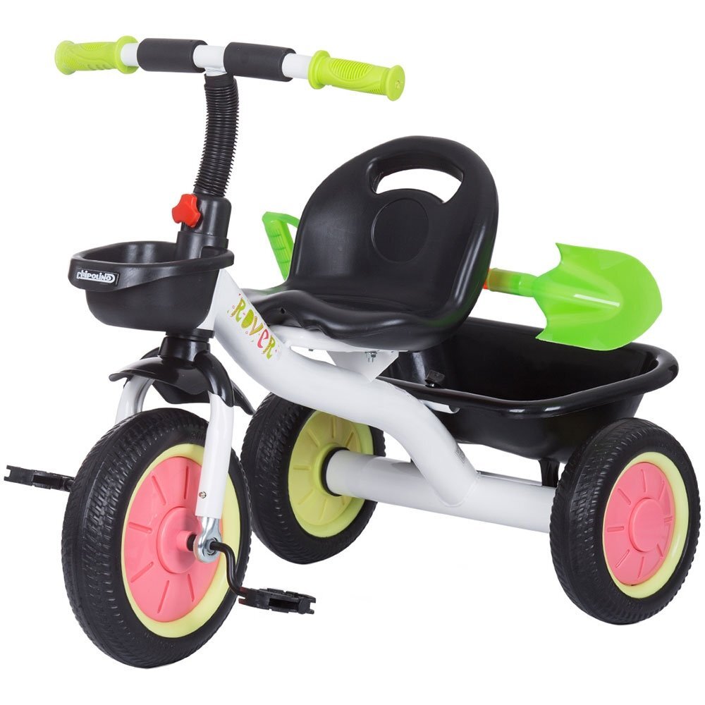 CHIPOLINO Tricicleta pentru copii Rover watermelon cu sezut si ghidon confortabil cos pentru accesorii lopata de jucarie inclusa pentru copii cu o greutate de pana la 25 kg
