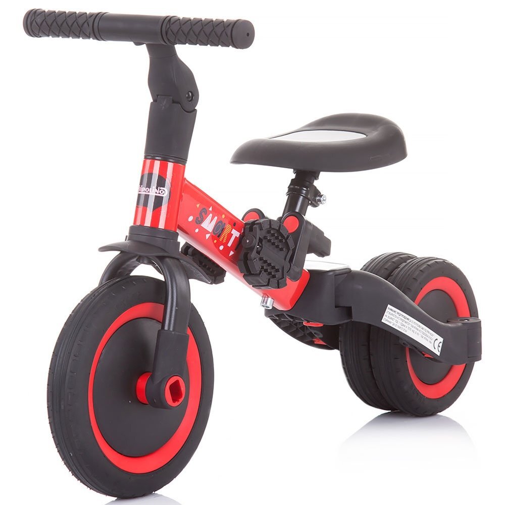 CHIPOLINO Tricicleta pentru copii Smarty Red 2 in 1 ghidon reglabil de la 1 ani si o greutate de pana la 25 kg