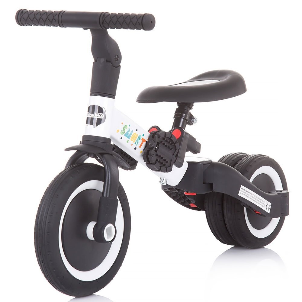 CHIPOLINO Tricicleta pentru copii Smarty White 2 in 1 ghidon reglabil de la 1 ani si o greutate de pana la 25 kg
