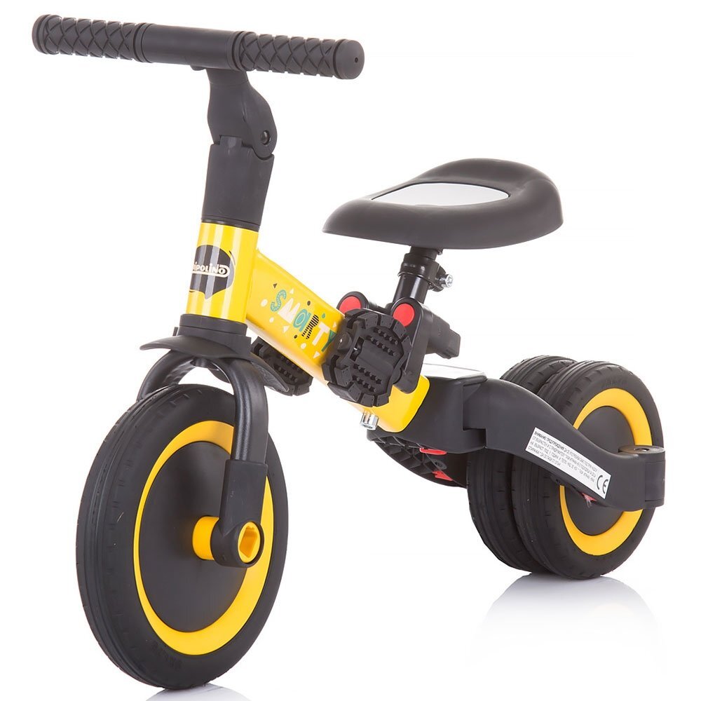 CHIPOLINO Tricicleta pentru copii Smarty Yellow 2 in 1 ghidon reglabil de la 1 ani si o greutate de pana la 25 kg