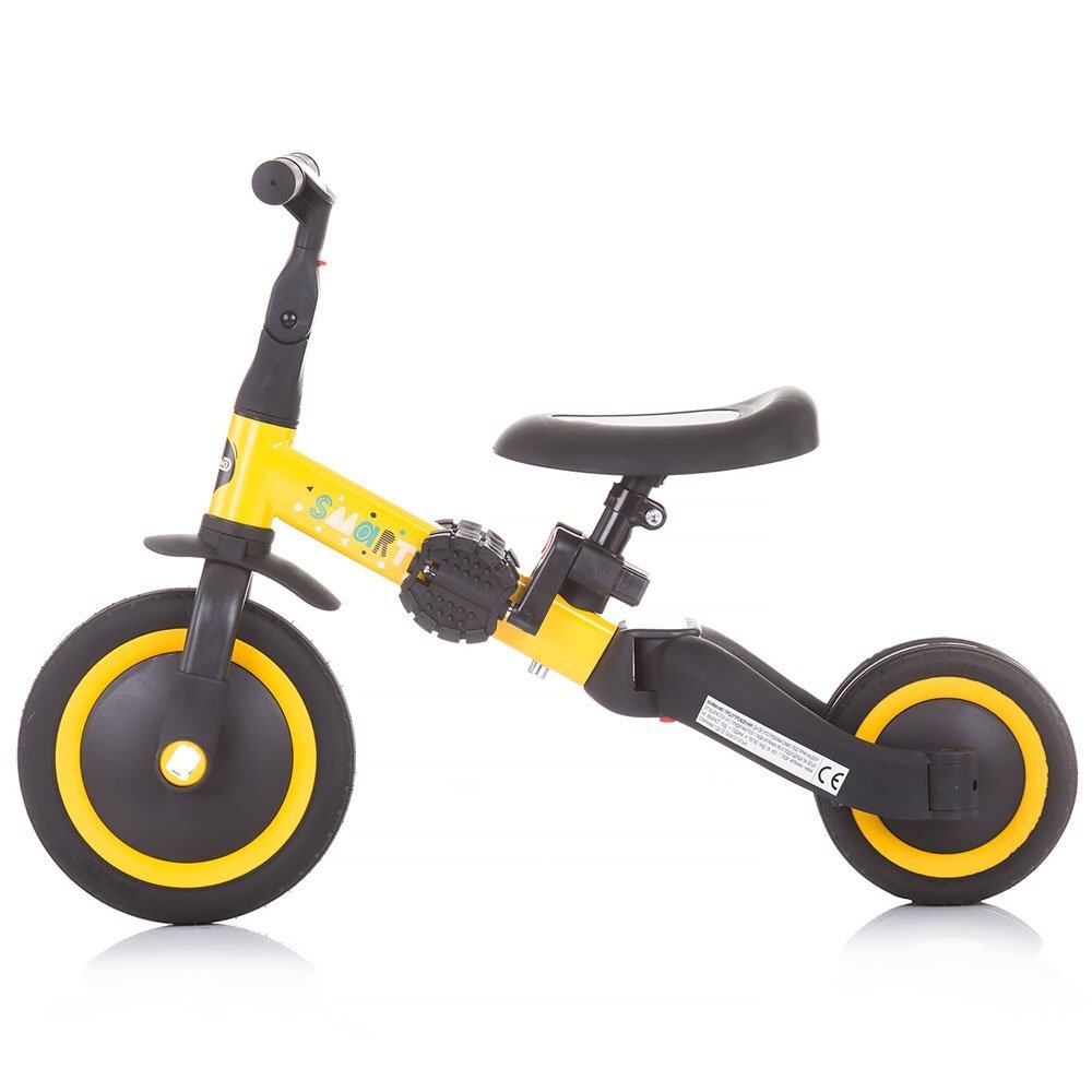 CHIPOLINO Tricicleta pentru copii Smarty Yellow 2 in 1 ghidon reglabil de la 1 ani si o greutate de pana la 25 kg