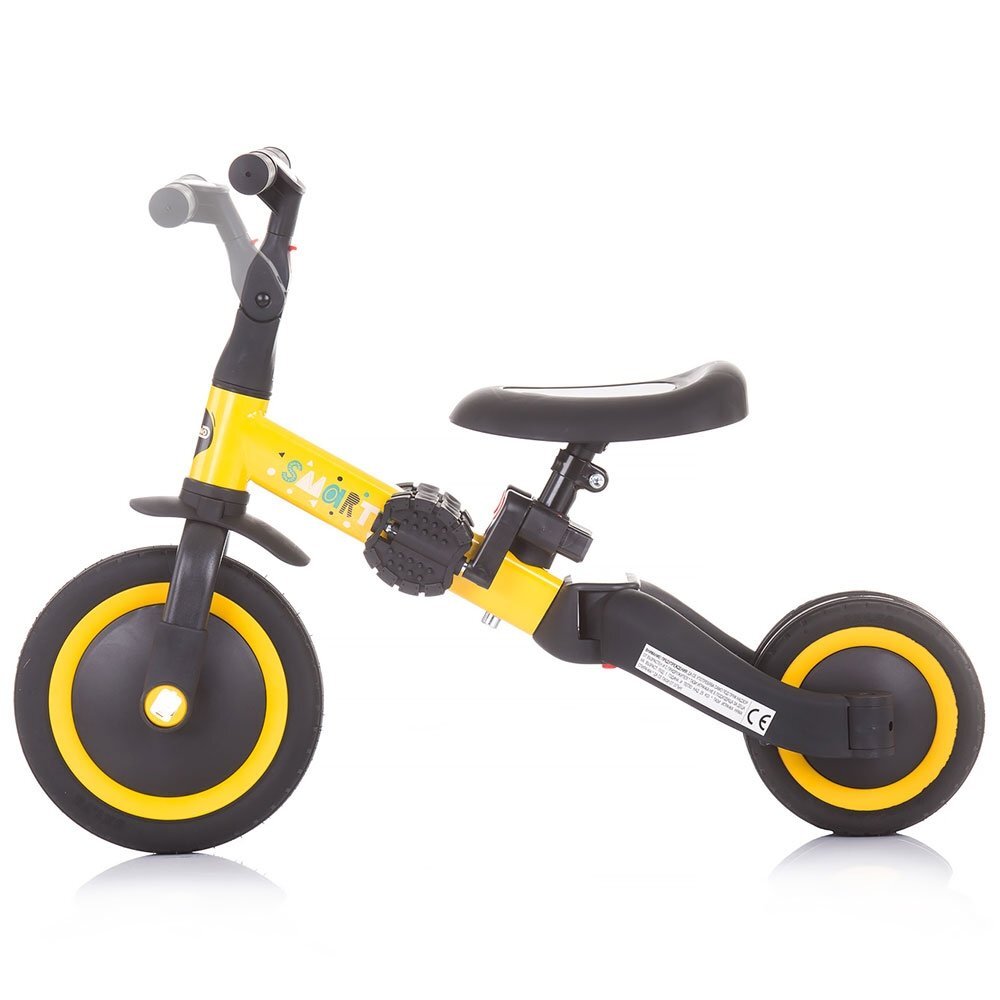 CHIPOLINO Tricicleta pentru copii Smarty Yellow 2 in 1 ghidon reglabil de la 1 ani si o greutate de pana la 25 kg