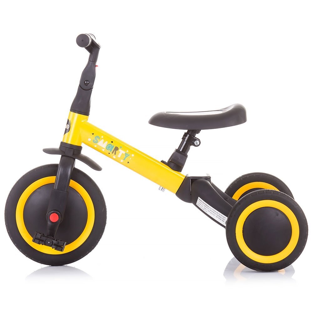 CHIPOLINO Tricicleta pentru copii Smarty Yellow 2 in 1 ghidon reglabil de la 1 ani si o greutate de pana la 25 kg