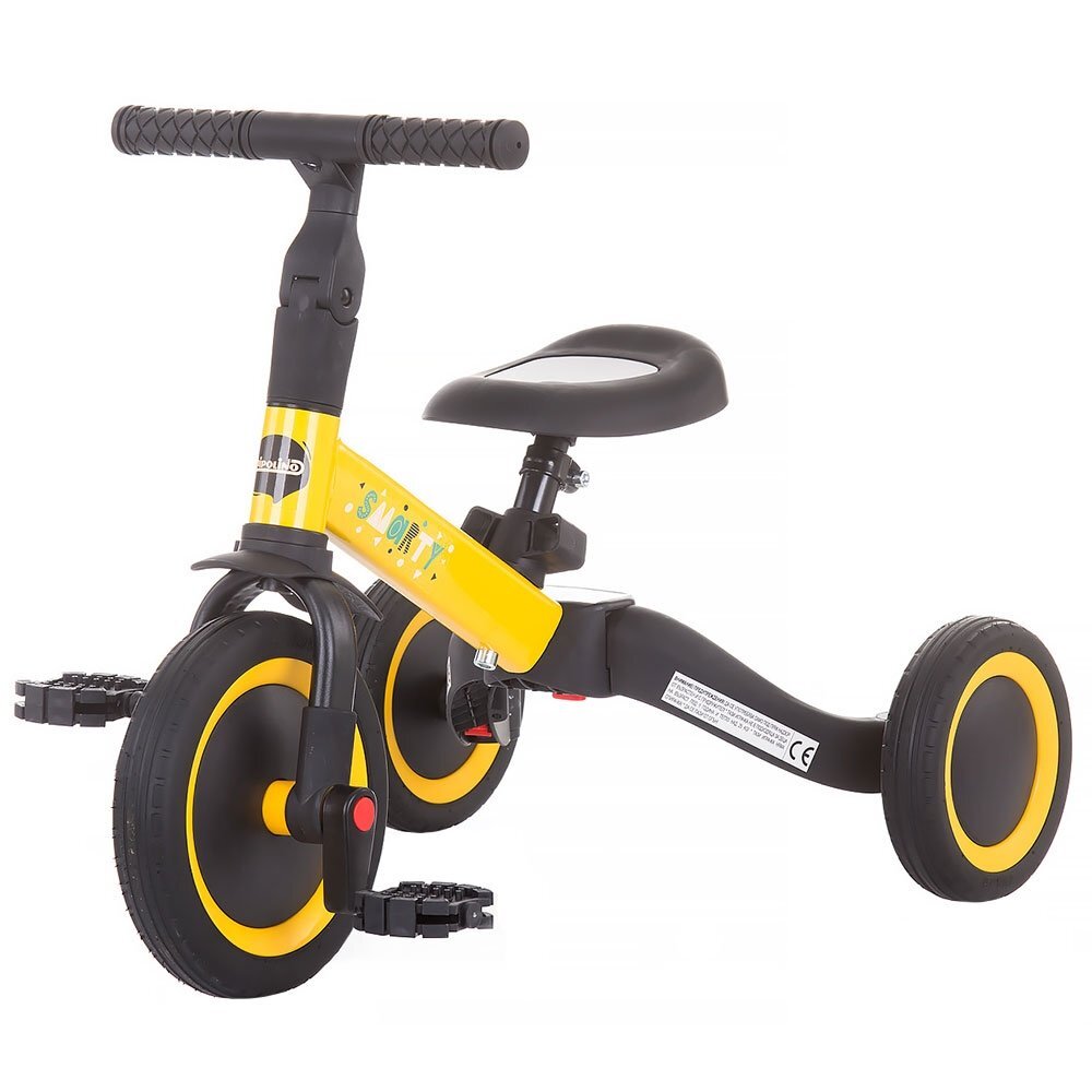 CHIPOLINO Tricicleta pentru copii Smarty Yellow 2 in 1 ghidon reglabil de la 1 ani si o greutate de pana la 25 kg