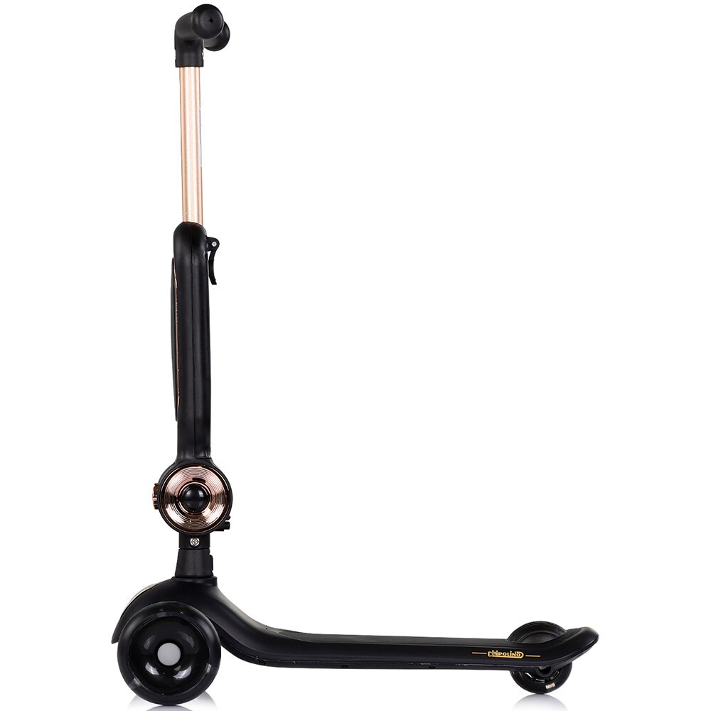 CHIPOLINO Trotineta pentru copii Bloomi black cu sezut 3 roti cu lumini ghidon reglabil greutate admisa 50 kg