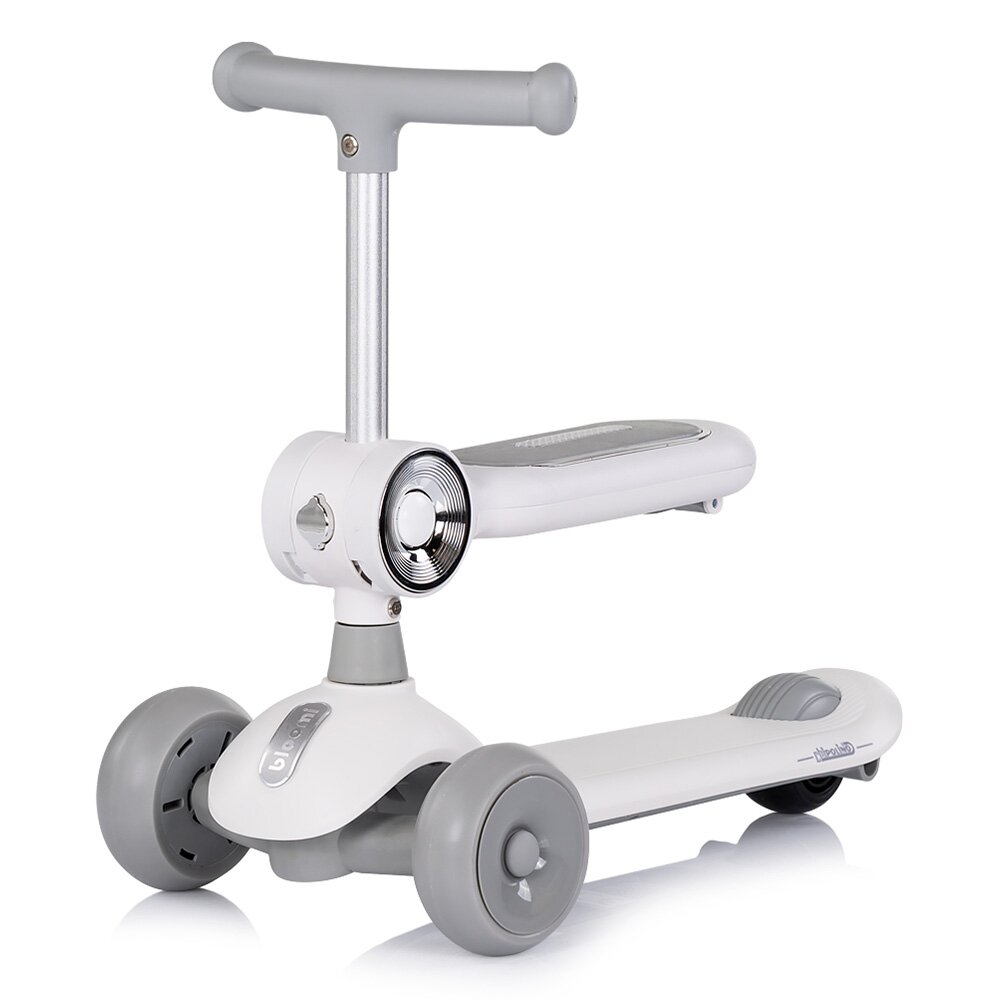 CHIPOLINO Trotineta pentru copii Bloomi grey cu sezut 3 roti cu lumini ghidon reglabil greutate admisa 50 kg