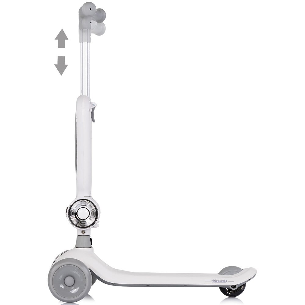 CHIPOLINO Trotineta pentru copii Bloomi grey cu sezut 3 roti cu lumini ghidon reglabil greutate admisa 50 kg