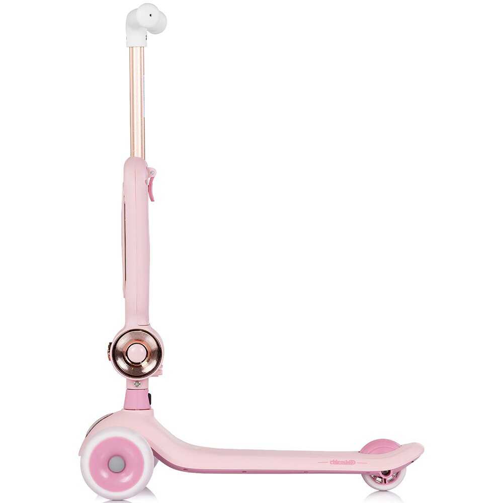 CHIPOLINO Trotineta pentru copii Bloomi pink cu sezut 3 roti cu lumini ghidon reglabil greutate admisa 50 kg