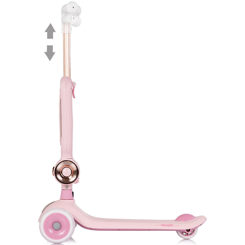 CHIPOLINO Trotineta pentru copii Bloomi pink cu sezut 3 roti cu lumini ghidon reglabil greutate admisa 50 kg