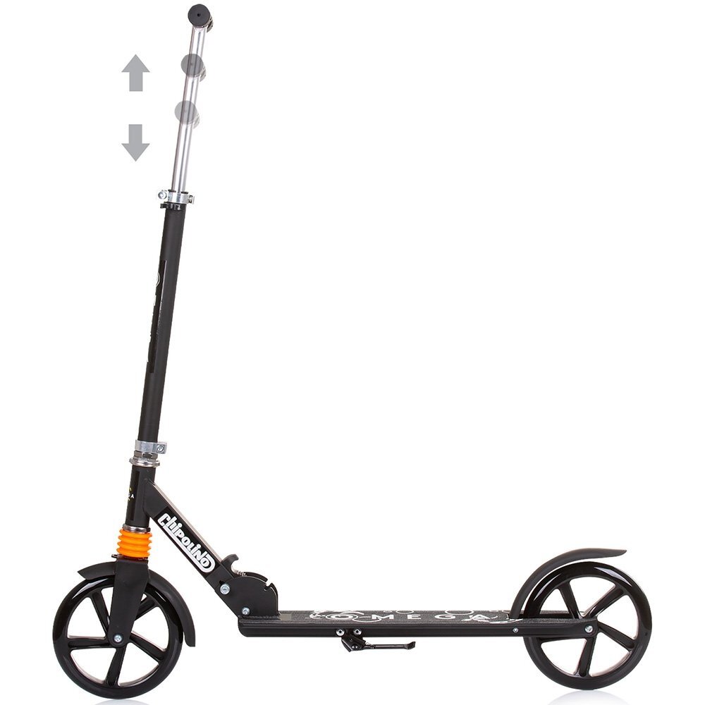 CHIPOLINO Trotineta pliabila Omega Black cu ghidon reglabil cadru din aluminiu baza anti-alunecare cric greutate admisa 100 kg