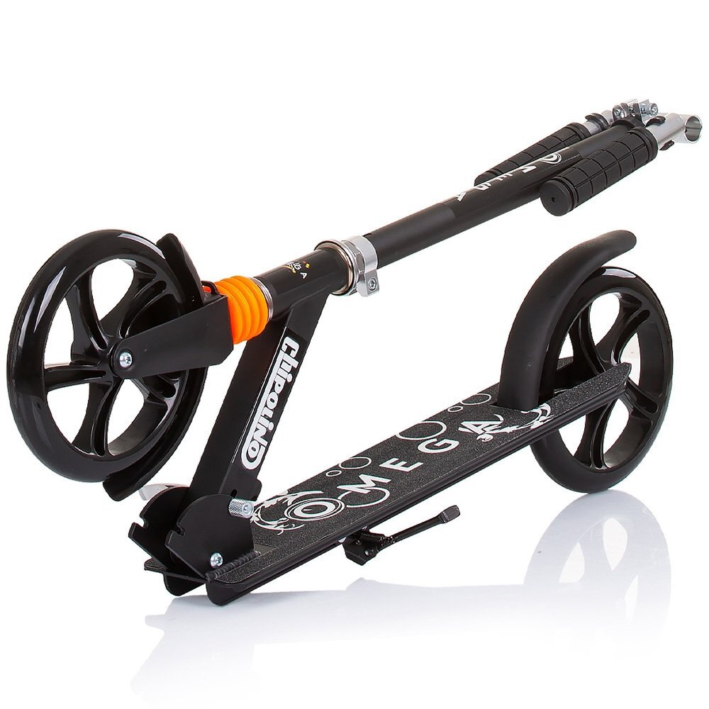 CHIPOLINO Trotineta pliabila Omega Black cu ghidon reglabil cadru din aluminiu baza anti-alunecare cric greutate admisa 100 kg