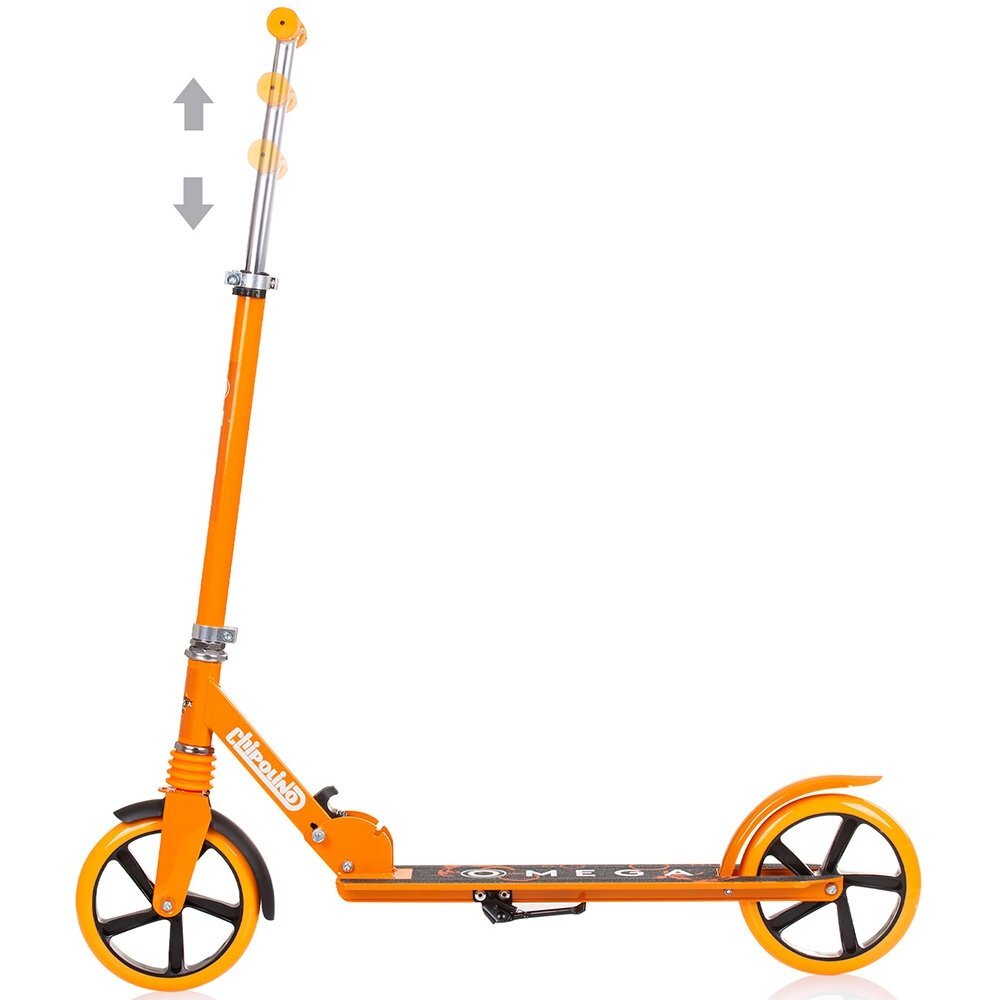 CHIPOLINO Trotineta pliabila Omega Orange cu ghidon reglabil cadru din aluminiu baza anti-alunecare cric greutate admisa 100 kg