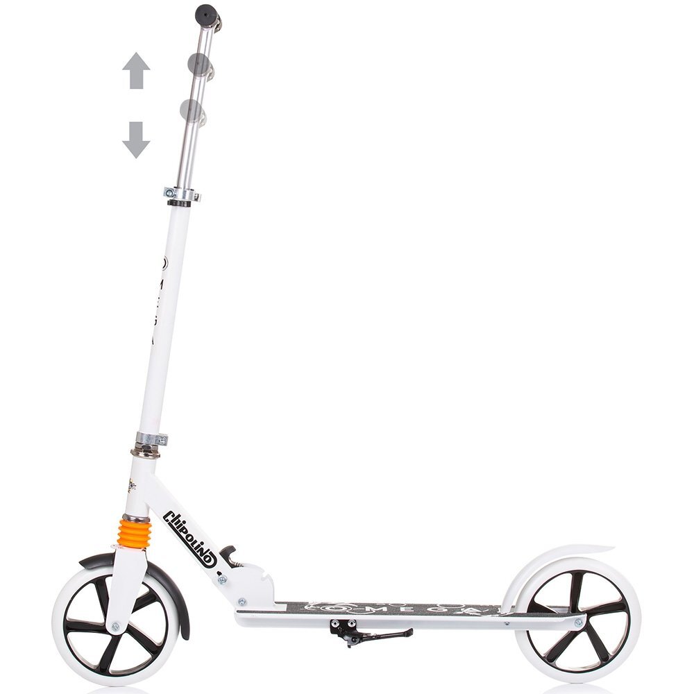 CHIPOLINO Trotineta pliabila Omega White cu ghidon reglabil cadru din aluminiu baza anti-alunecare cric greutate admisa 100 kg