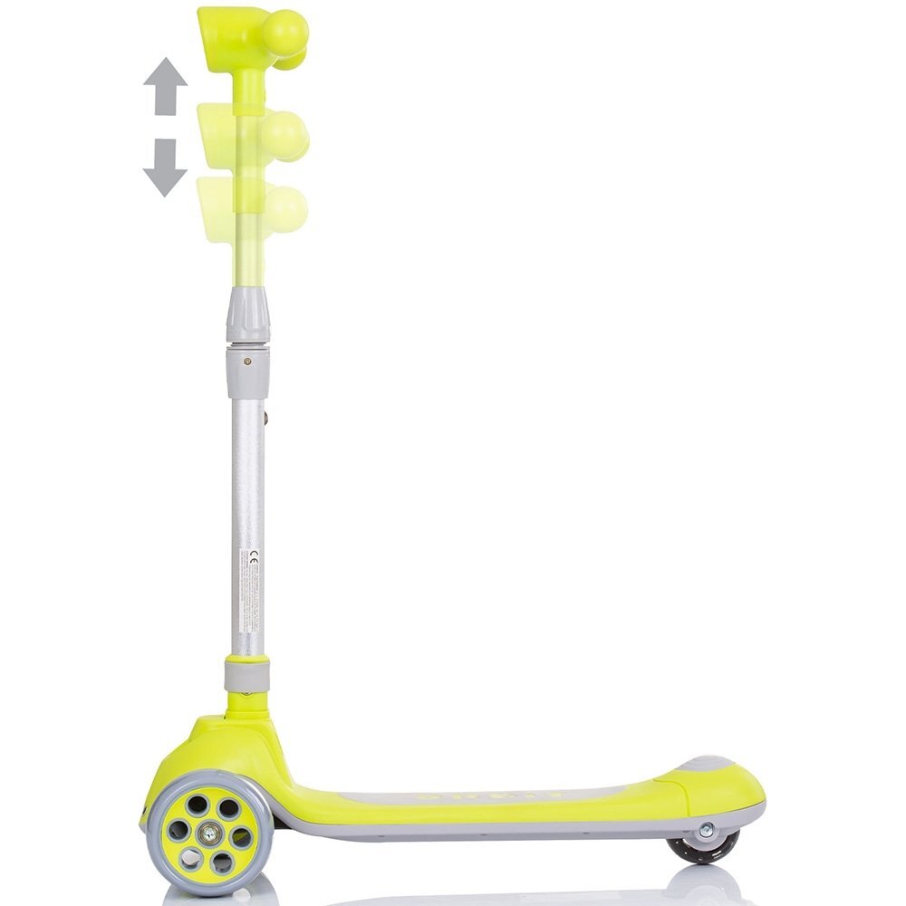 CHIPOLINO Trotineta pliabila Orbit Green cadru din aluminiu ghidon reglabil baza anti-alunecare roti cu lumini greutate admisa 50 kg