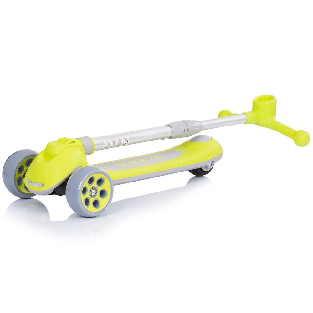 CHIPOLINO Trotineta pliabila Orbit Green cadru din aluminiu ghidon reglabil baza anti-alunecare roti cu lumini greutate admisa 50 kg