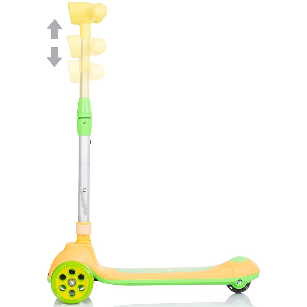 CHIPOLINO Trotineta pliabila Orbit Orange cadru din aluminiu ghidon reglabil baza anti-alunecare roti cu lumini greutate admisa 50 kg