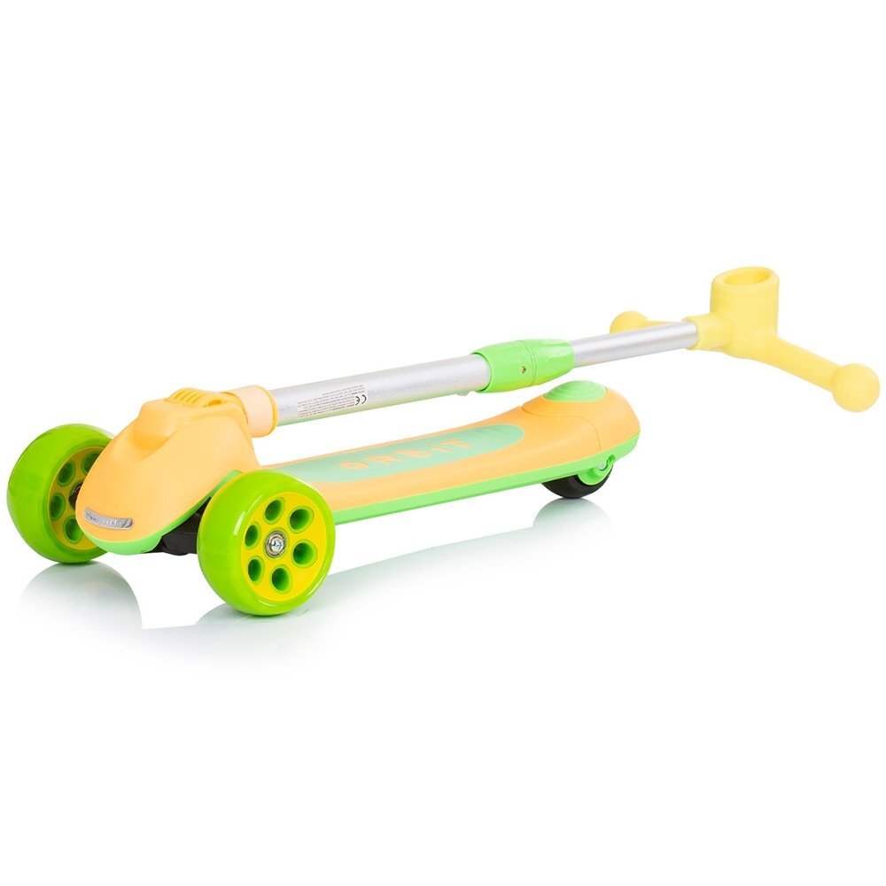 CHIPOLINO Trotineta pliabila Orbit Orange cadru din aluminiu ghidon reglabil baza anti-alunecare roti cu lumini greutate admisa 50 kg