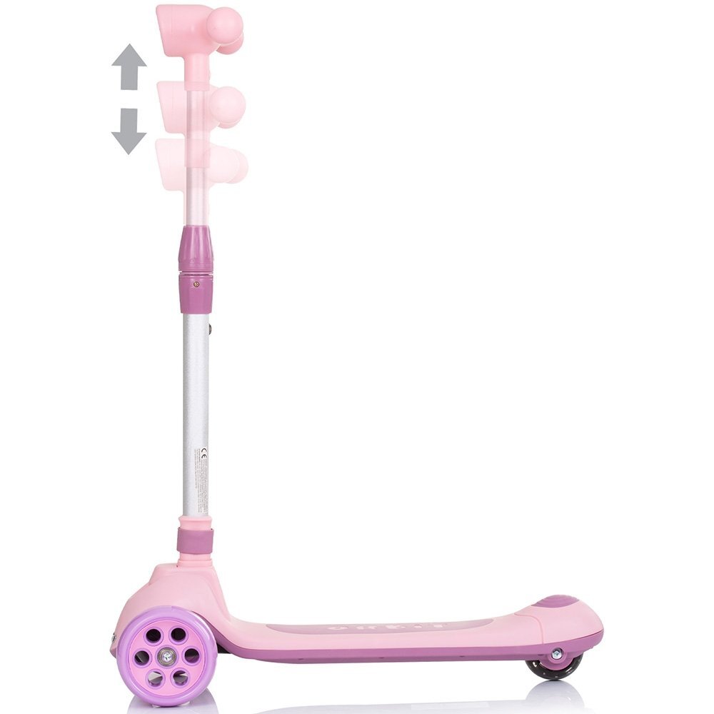 CHIPOLINO Trotineta pliabila Orbit Pink cadru din aluminiu ghidon reglabil baza anti-alunecare roti cu lumini greutate admisa 50 kg