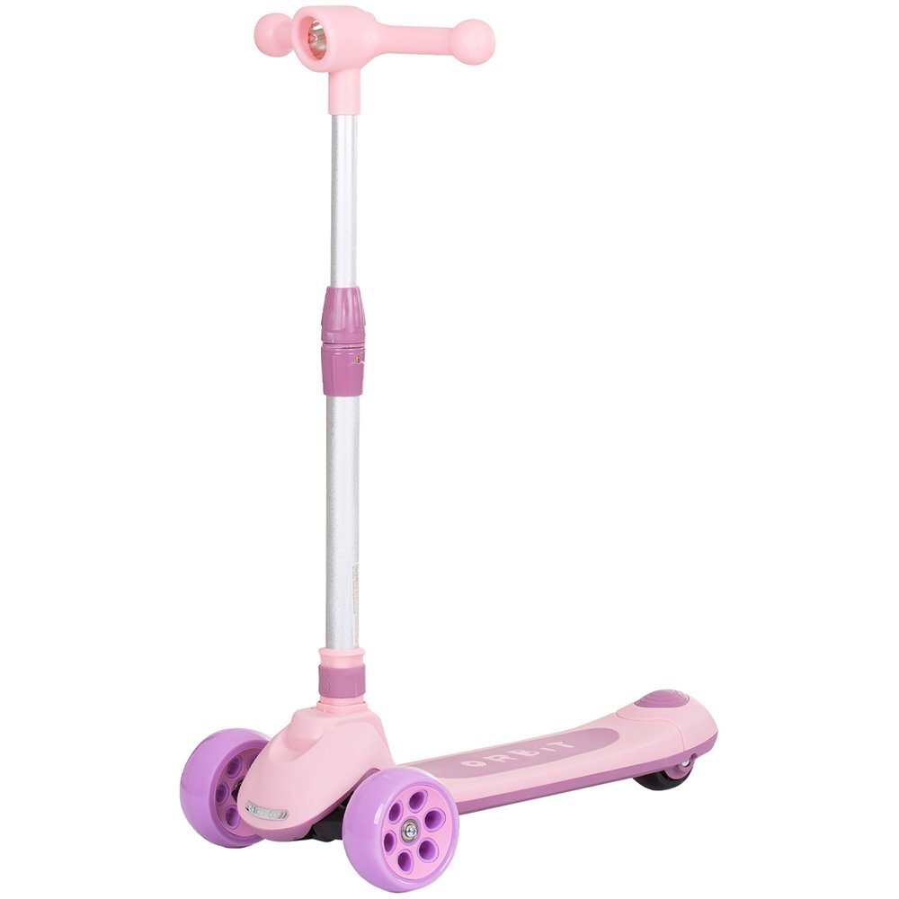 CHIPOLINO Trotineta pliabila Orbit Pink cadru din aluminiu ghidon reglabil baza anti-alunecare roti cu lumini greutate admisa 50 kg