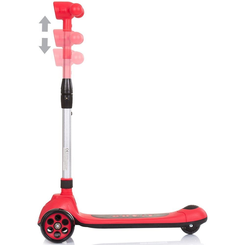 CHIPOLINO Trotineta pliabila Orbit Red cadru din aluminiu ghidon reglabil baza anti-alunecare roti cu lumini greutate admisa 50 kg