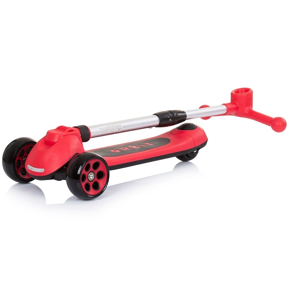 CHIPOLINO Trotineta pliabila Orbit Red cadru din aluminiu ghidon reglabil baza anti-alunecare roti cu lumini greutate admisa 50 kg