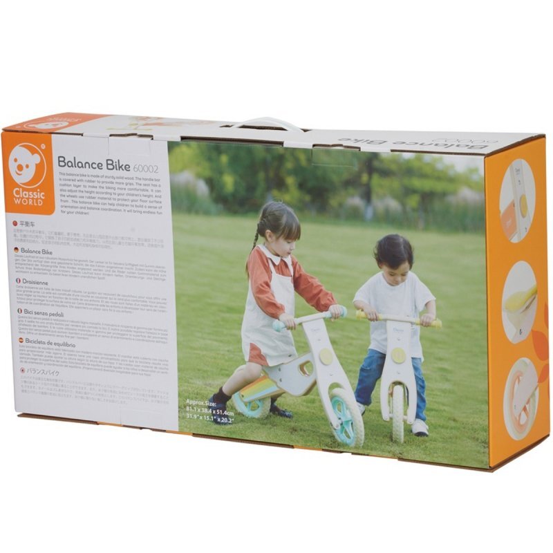 Classic World Bicicleta din lemn fara pedale 12 inch Orange