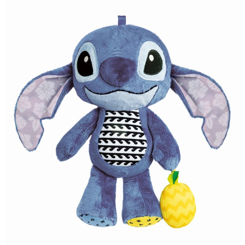 CLEMENTONI Jucarie pentru copii - Plus Disney Stitch pentru dezvoltarea senzoriala ce se poate agata la carut sau patut