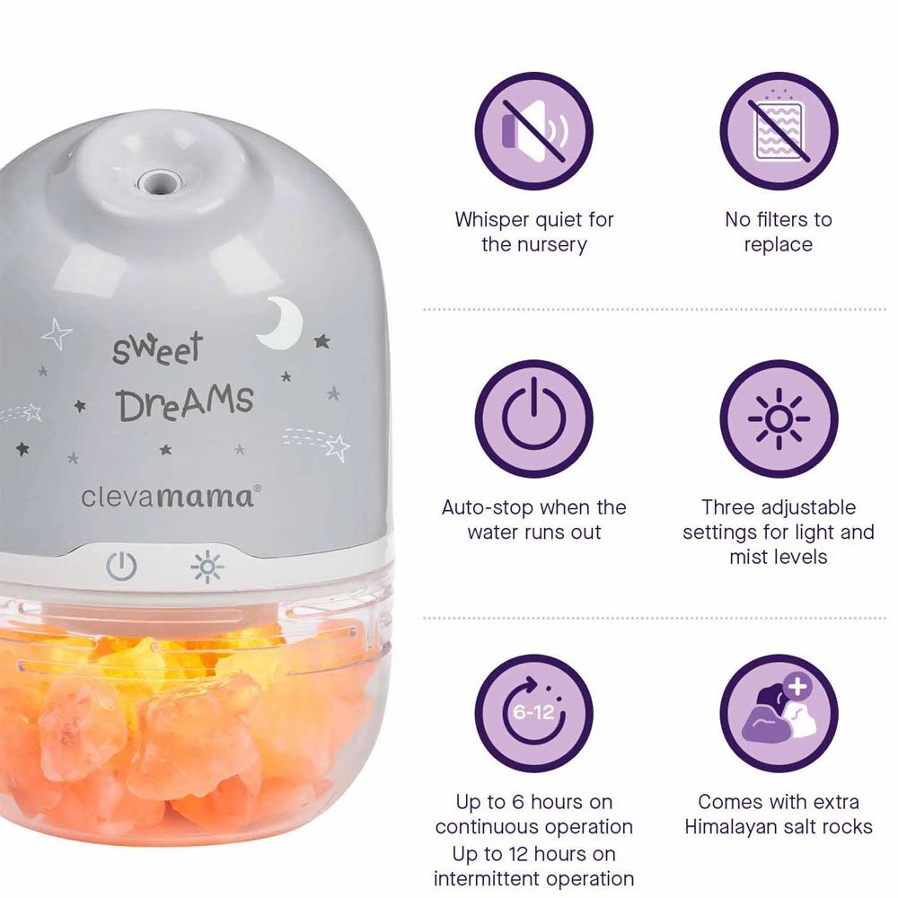 Clevamama Lampa cu sare din Himalaya umidificator cu lumina de noapte 3070