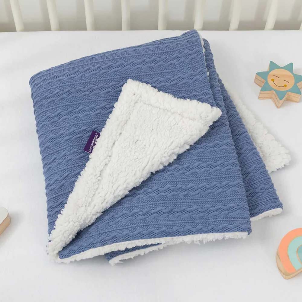 Clevamama Paturica Lux Sherpa pentru bebelusi 75 x 100 cm blue 3483