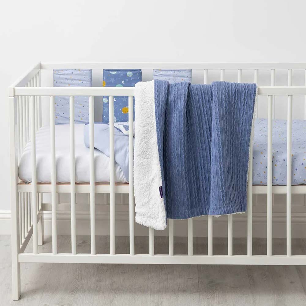 Clevamama Paturica Lux Sherpa pentru bebelusi 75 x 100 cm blue 3483