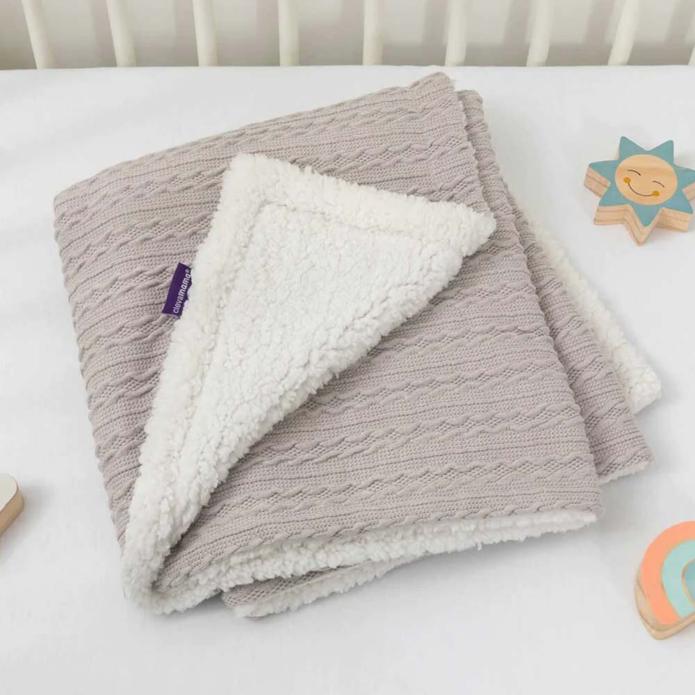 Clevamama Paturica Lux Sherpa pentru bebelusi 75 x 100 cm grey 3484