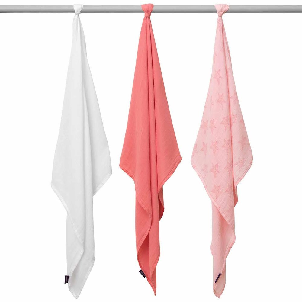 Clevamama Set 3 paturici de muselina roz 3539