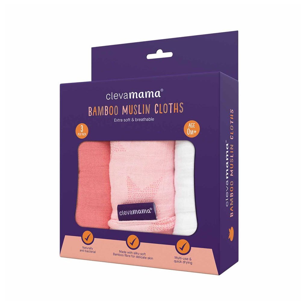 Clevamama Set 3 paturici de muselina roz 3539