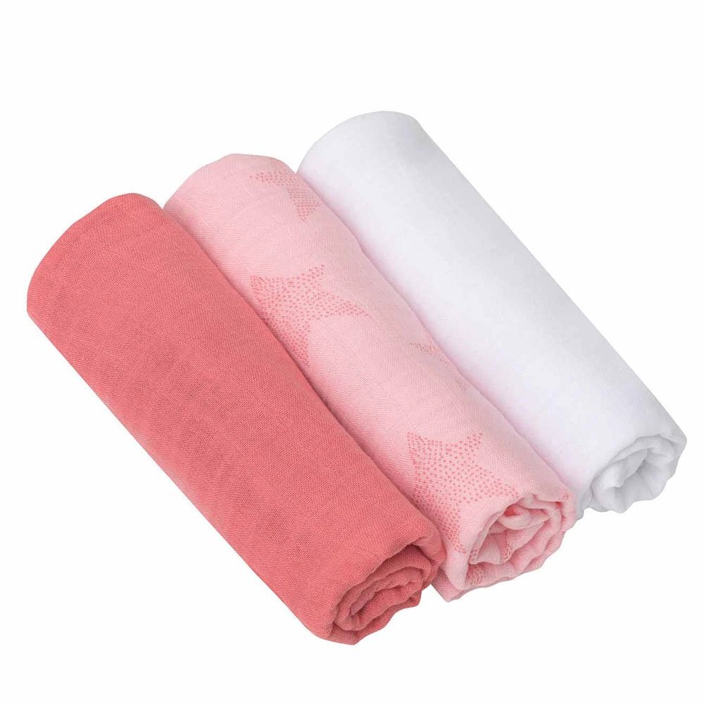 Clevamama Set 3 paturici de muselina roz 3539