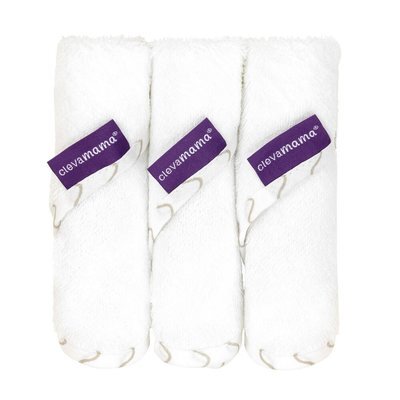Clevamama Set de 3 prosopele din bambus alb-gri 3537